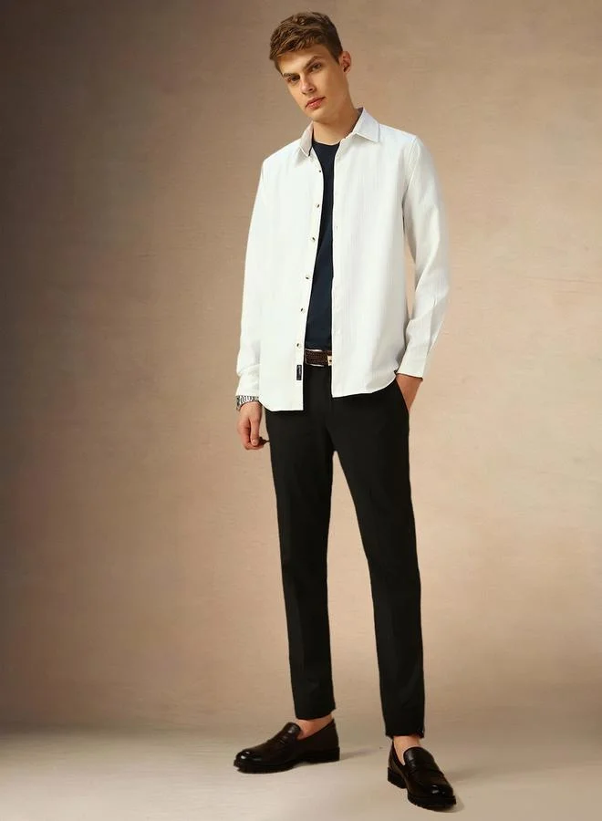 Dennis Lingo Dennis Lingo Solid Spread Collar Regular Fit Shirt