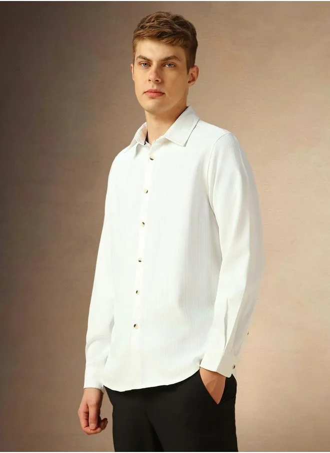 Dennis Lingo Solid Spread Collar Regular Fit Shirt