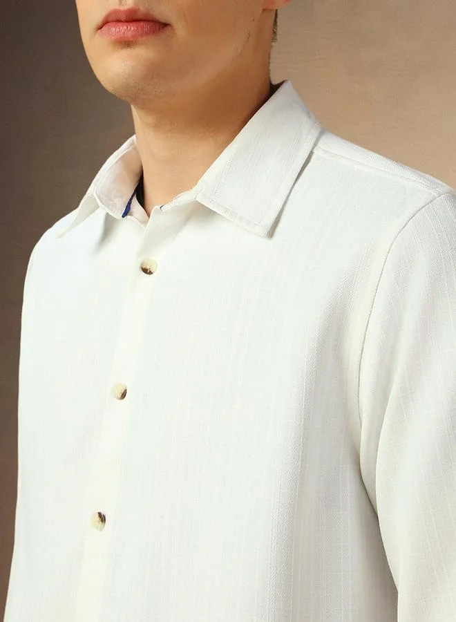 Dennis Lingo Dennis Lingo Solid Spread Collar Regular Fit Shirt