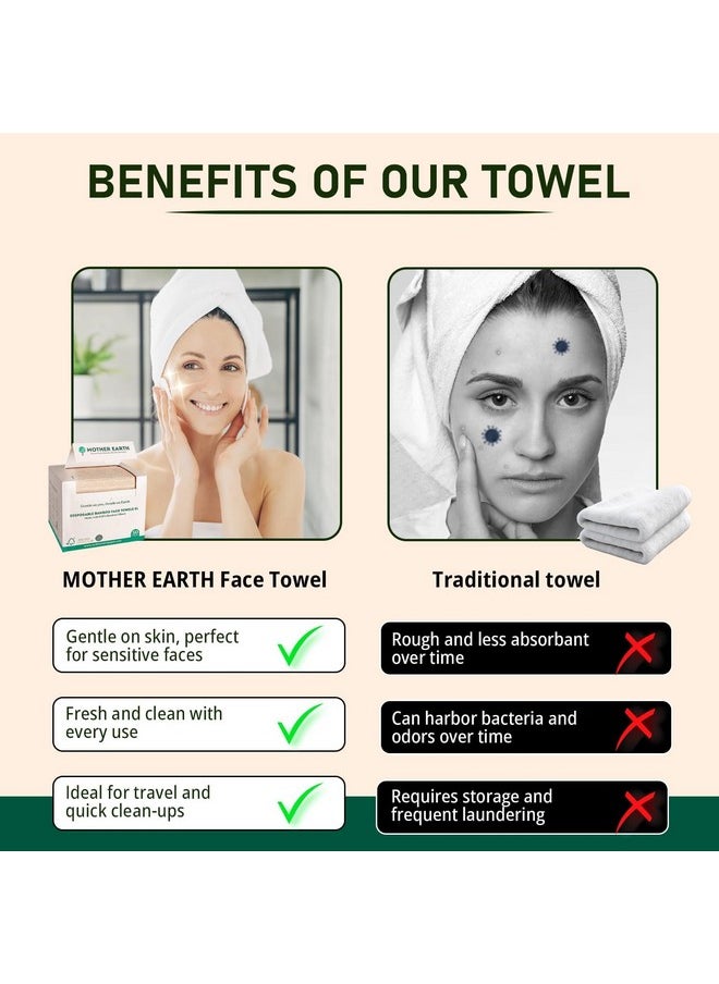 Mother Earth MOTHER EARTH Bamboo Face Towels XL - Hypoallergenic and Disposable Face Wipes | Dry Makeup Removers | Made from Bamboo Viscose | Extra Soft for Sensitive Skin | 200 Towels  - Image 3