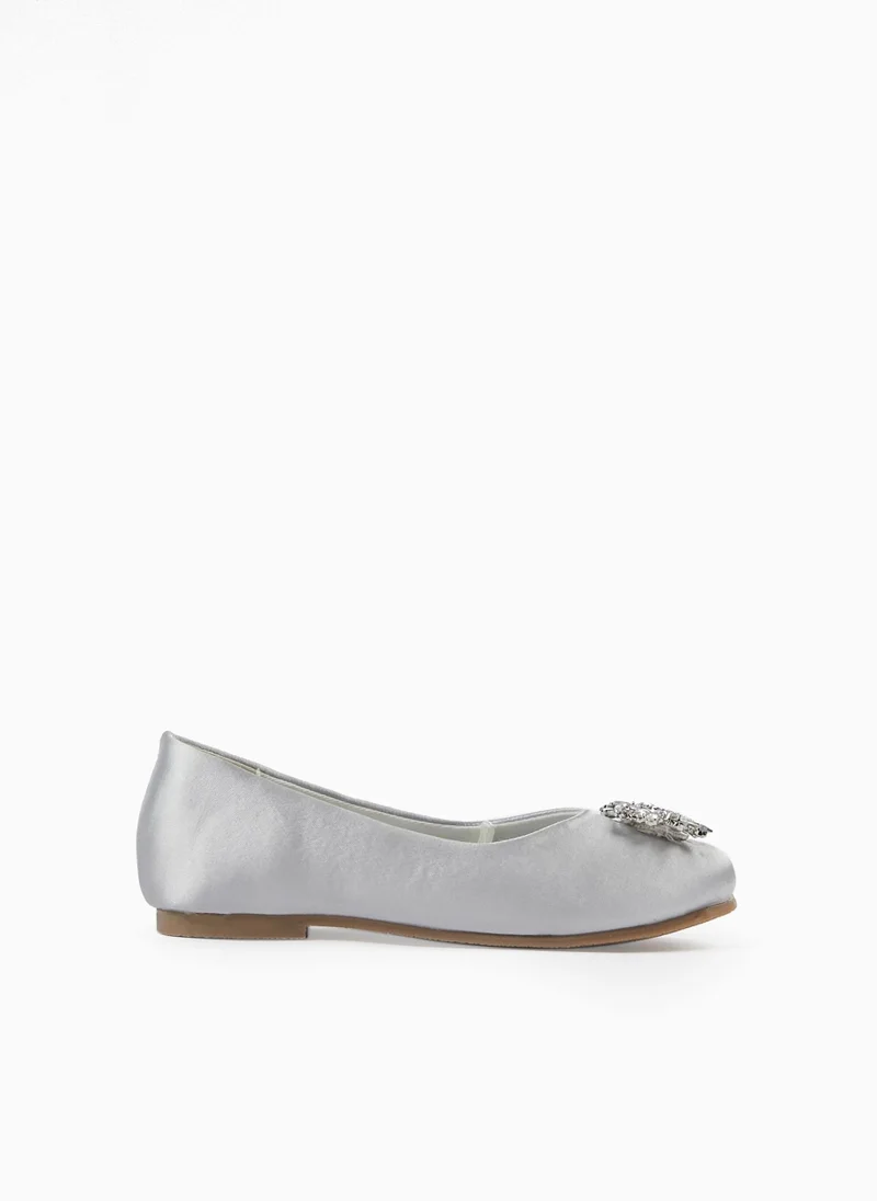 Zippy Zippy Satin Ballet Pumps With Rhine Stones For Girls