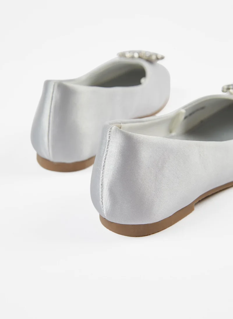 زيبي Zippy Satin Ballet Pumps With Rhine Stones For Girls