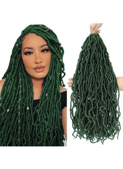 RENJOING Green Faux Locs Crochet Hair 24 inch 2 Packs Green Soft Locs Goddess Locs Crochet Braids PreLooped New Locs Crochet Hair Synthetic Goddess Locs Braiding Hair 24 Inch 2 Packs Green 