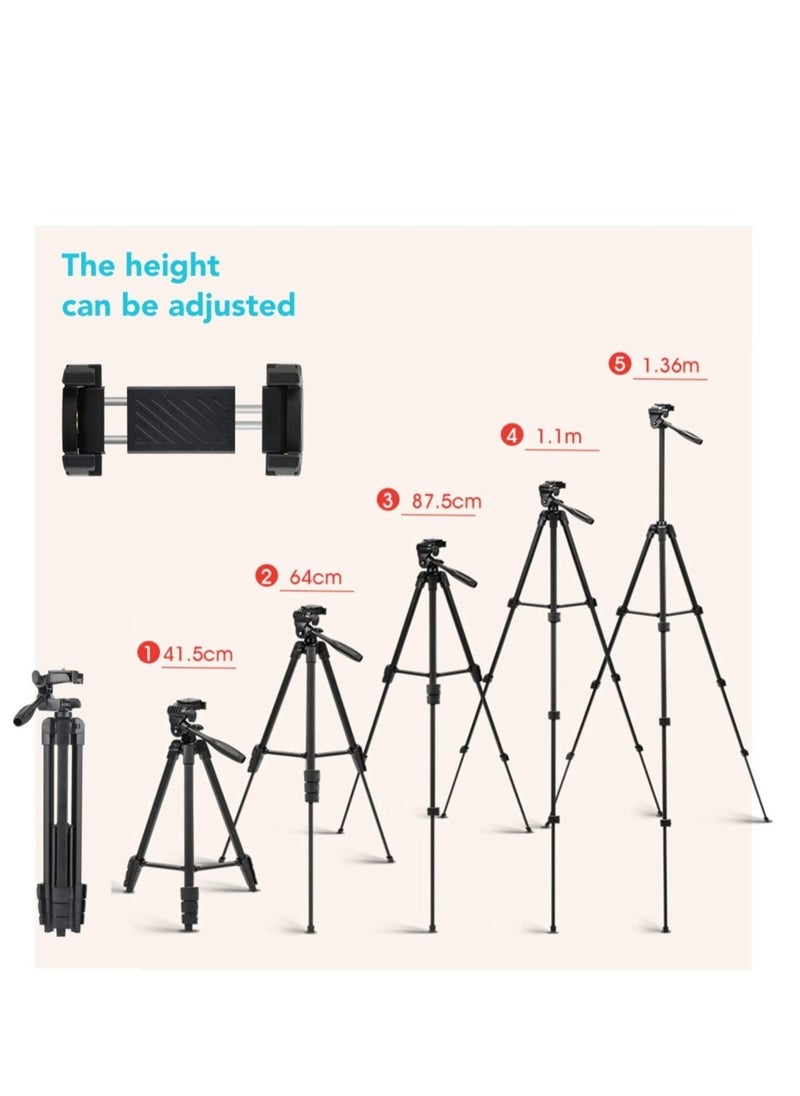 Generic - Eocean Flexible Tripod – 136cm Extendable Phone Tripod Stand with Carry Bag, Wireless Remote, Universal Tripod for Video, Selfie, iPhone, Travel Camera - Image 1