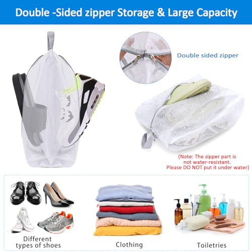 SelfTek Shoe Bags for Travel, 6 Pack 3 Size Double-Sided Zipper Shoe Bag for Men & Women, Waterproof Portable Shoe Storage Pouch with Handle, Family Travel Accessories - Image 4