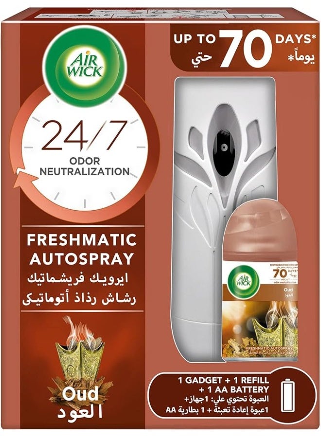 أير ويك طقم بخاخ معطر جو فريش ماتيك من إير ويك، برائحة العود، 250 مل - Image 1