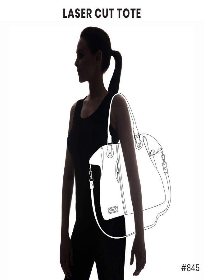 CHALA Laser Cut Crossbody Shoulder bag Tote Bag Faux Leather Black (Handbag Only_ No Key Fob) - Image 3