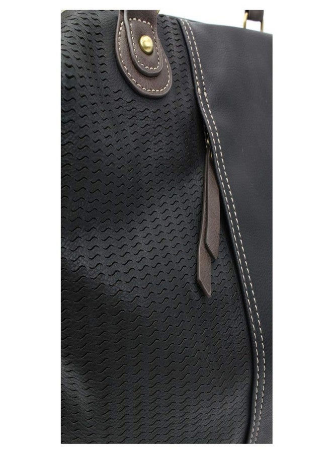 CHALA Laser Cut Crossbody Shoulder bag Tote Bag Faux Leather Black (Handbag Only_ No Key Fob) - Image 4