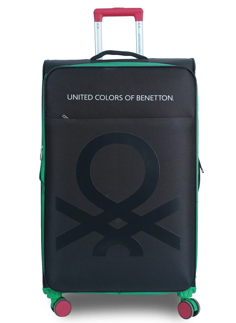 UNITED COLORS OF BENETTON BNTE-50 Set of 3 Luggage with TSA Lock| Material- Soft Trolley with lightweight| Adjustable Trolley Handle | Smooth Dual Wheels 360degree rotate| SIZE-20/24/28 Inch| BLACK