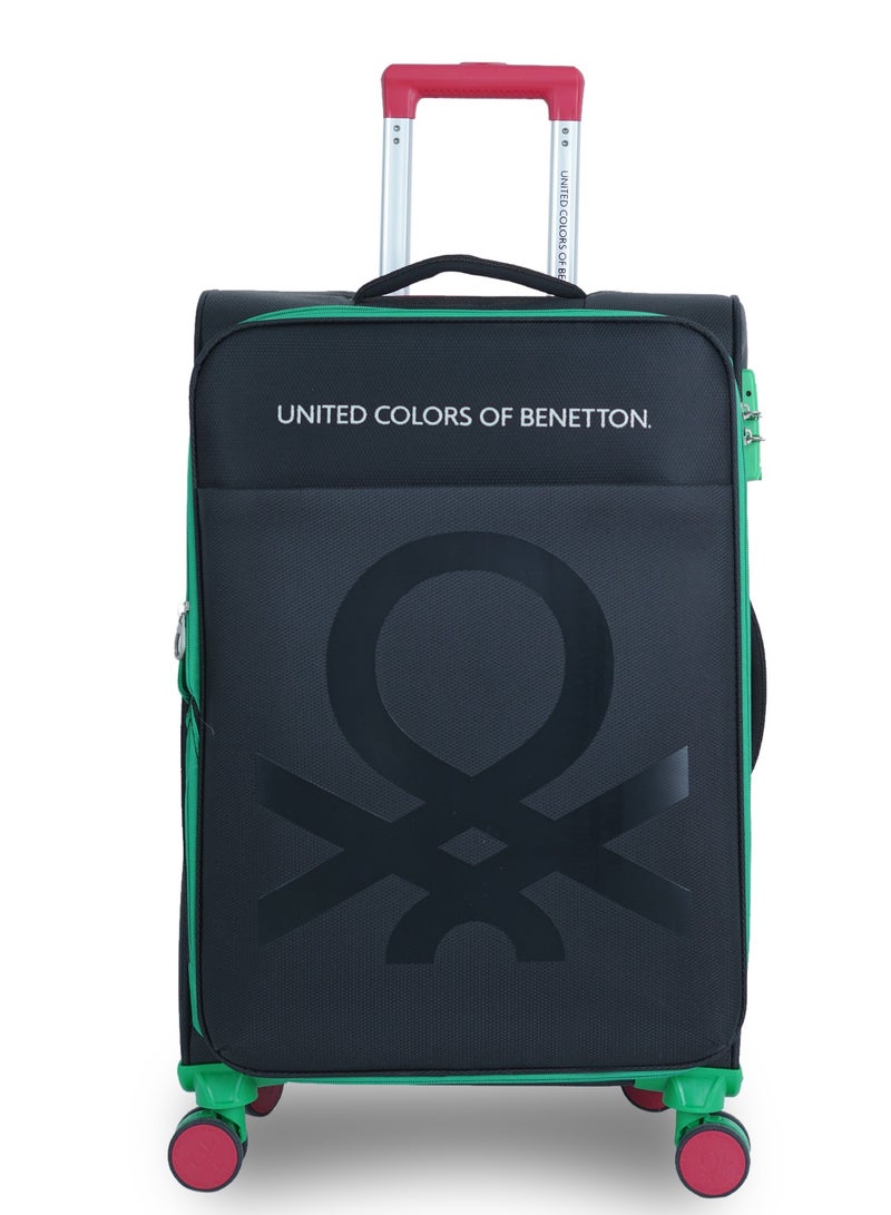 UNITED COLORS OF BENETTON BNTE-50 Set of 3 Luggage with TSA Lock| Material- Soft Trolley with lightweight| Adjustable Trolley Handle | Smooth Dual Wheels 360degree rotate| SIZE-20/24/28 Inch| BLACK - Image 3