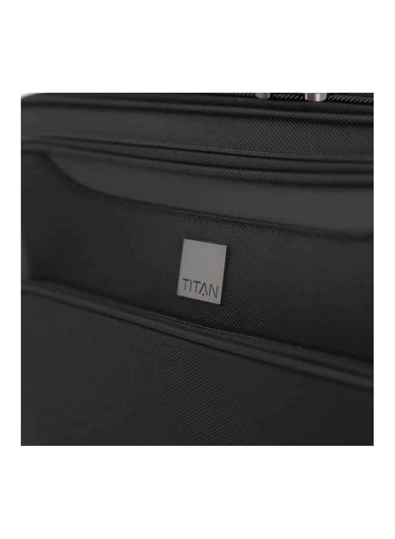 تيتان TITAN softside Double Spinner Wheel Luggage Trolley Bag 17 inch Cabin Size ,Black