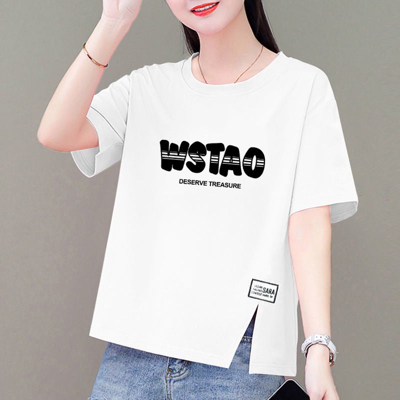 Short-sleeved T-shirt Women's 2024 Summer New Korean-style Loose Slimming Round Neck Printed Design Sense Top Trendy T-shirt - Image 1