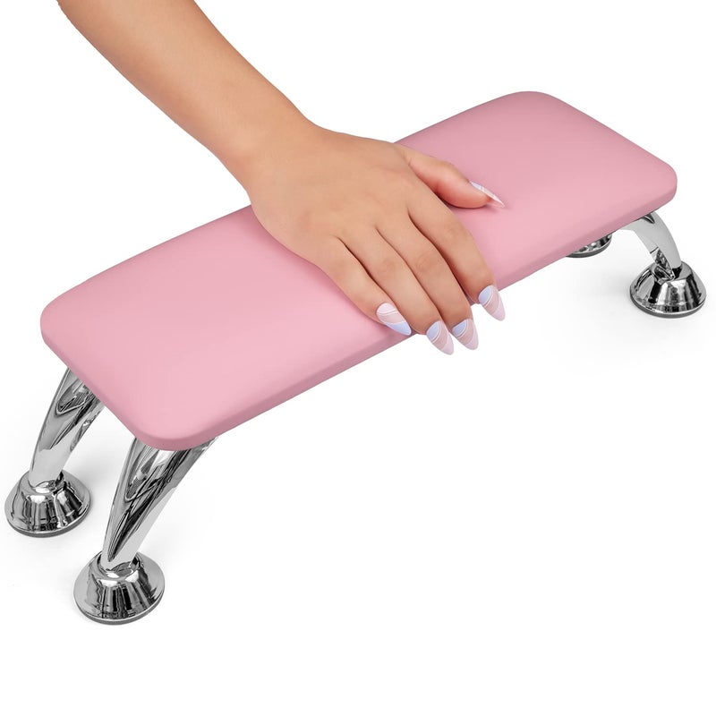 Arm Rest for Nails Tech Easy Clean Nail Arm Rest Reduce Back Pain Hand Rest for Nails Tech Sturdy Support Armrest for Nails Fits UV LED Nail Lamp Underneath Salon  Home Use Pink