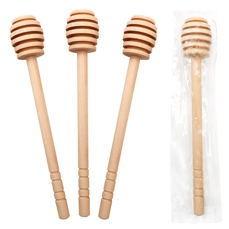 BLUETOP BLUE TOP 20PCS Wooden Honey Dipper Stick 6 Inch Individually Wrapped Honey Stirrer StickHoneycomb SticksHoney Wand for Honey Jar Dispense Drizzle Honey and Wedding Party Favors Gift