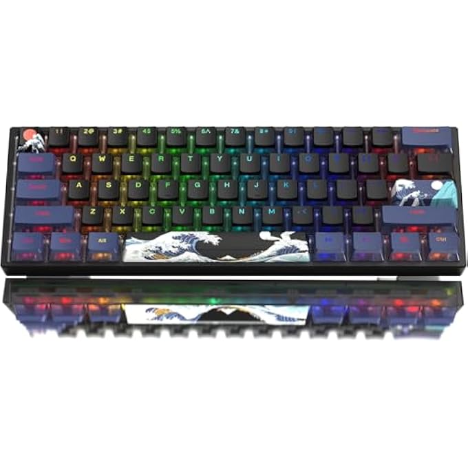 Womier WK61 MECHANICAL KEYBOARD 60%, WIRED GAMING KEYBOARD, HOT-SWAP RGB WITH PBT BLACK CORAL SEA KEYCAPS FOR GAMER PC WINDOWS - LINEAR RED SWITCH - Image 1