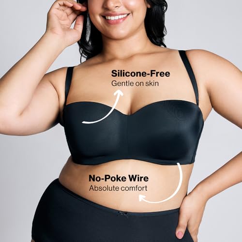 NYKD (NYB027 Padded & Wired Ultimate Multiway Strapless Bra for Women | Anti Slip Bra with Seamless Neckline & Soft Detachable Straps - Black (40C) - Image 4