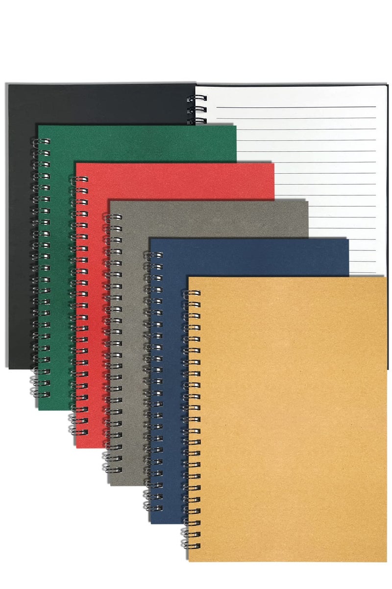 Chielor 6 Pack Spiral Notebooks, 120 Ruled Pages Colorful Memo Notepads, Writing Pads for School Home Office Aesthetic Sketch Drawing Note, 8.3 x 5.5 Inch - Image 1