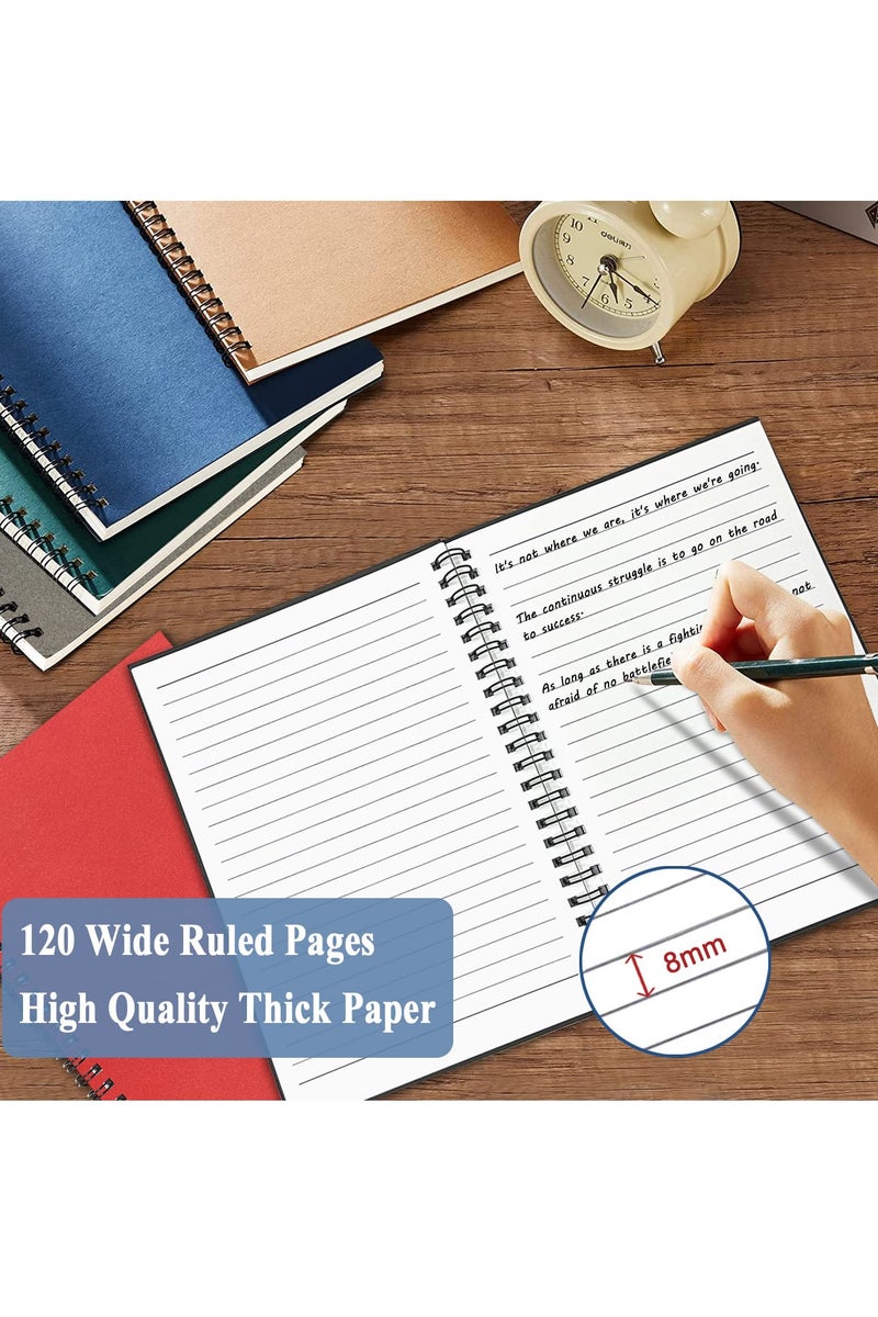 Chielor 6 Pack Spiral Notebooks, 120 Ruled Pages Colorful Memo Notepads, Writing Pads for School Home Office Aesthetic Sketch Drawing Note, 8.3 x 5.5 Inch - Image 2