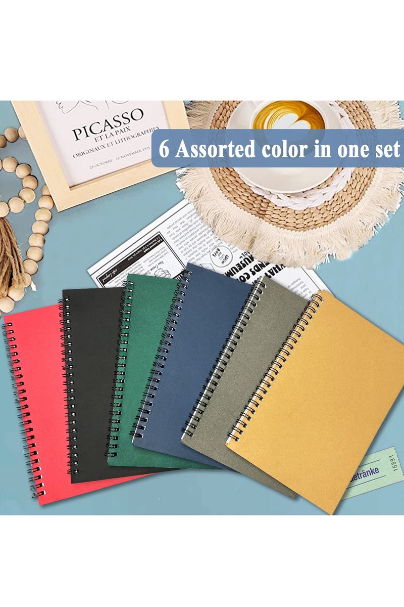 Chielor 6 Pack Spiral Notebooks, 120 Ruled Pages Colorful Memo Notepads, Writing Pads for School Home Office Aesthetic Sketch Drawing Note, 8.3 x 5.5 Inch - Image 3