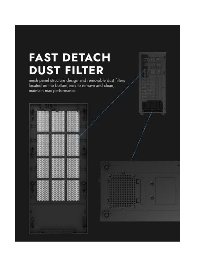 حافظة كمبيوتر الألعاب Darkflash A290 ATX / M-ATX/ ITX مع 3 مراوح ARGB مثبتة مسبقًا، ونقل بيانات USB 3.0 عالي السرعة، ولوحة جانبية من الزجاج المقسى | حالة الكمبيوتر اللوحة الأمامية النمط الصناعي - Image 5