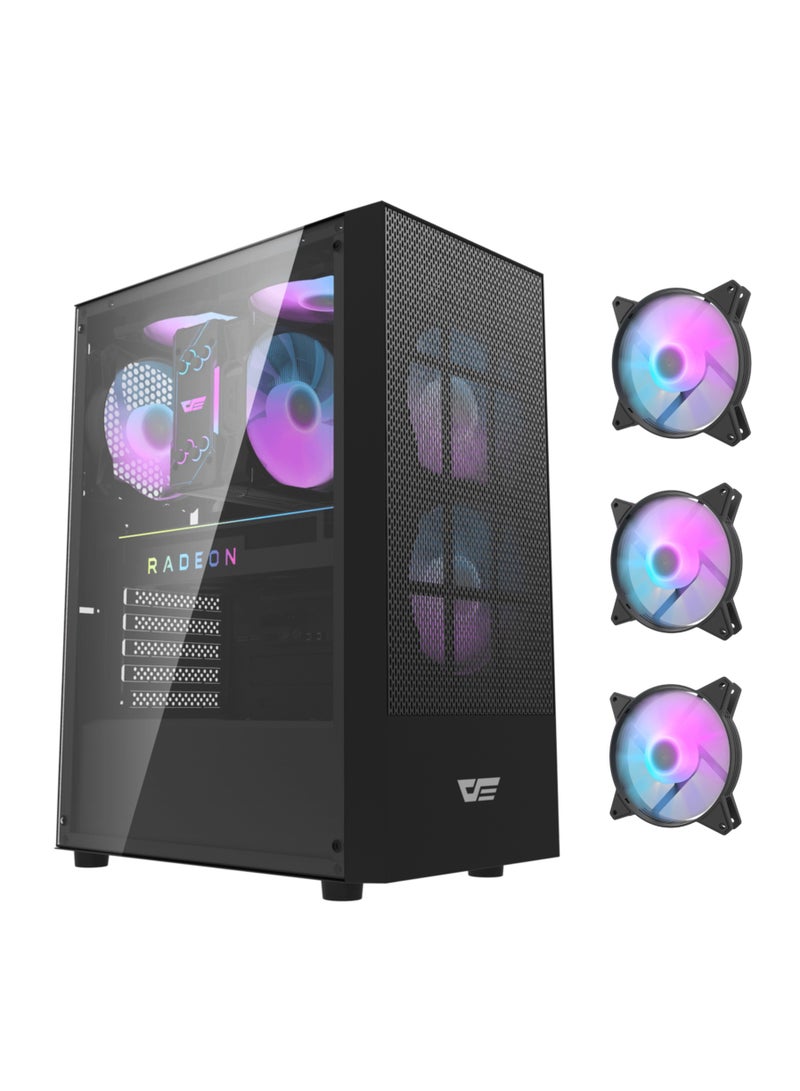 حافظة كمبيوتر الألعاب Darkflash A290 ATX / M-ATX/ ITX مع 3 مراوح ARGB مثبتة مسبقًا، ونقل بيانات USB 3.0 عالي السرعة، ولوحة جانبية من الزجاج المقسى | حالة الكمبيوتر اللوحة الأمامية النمط الصناعي - Image 1