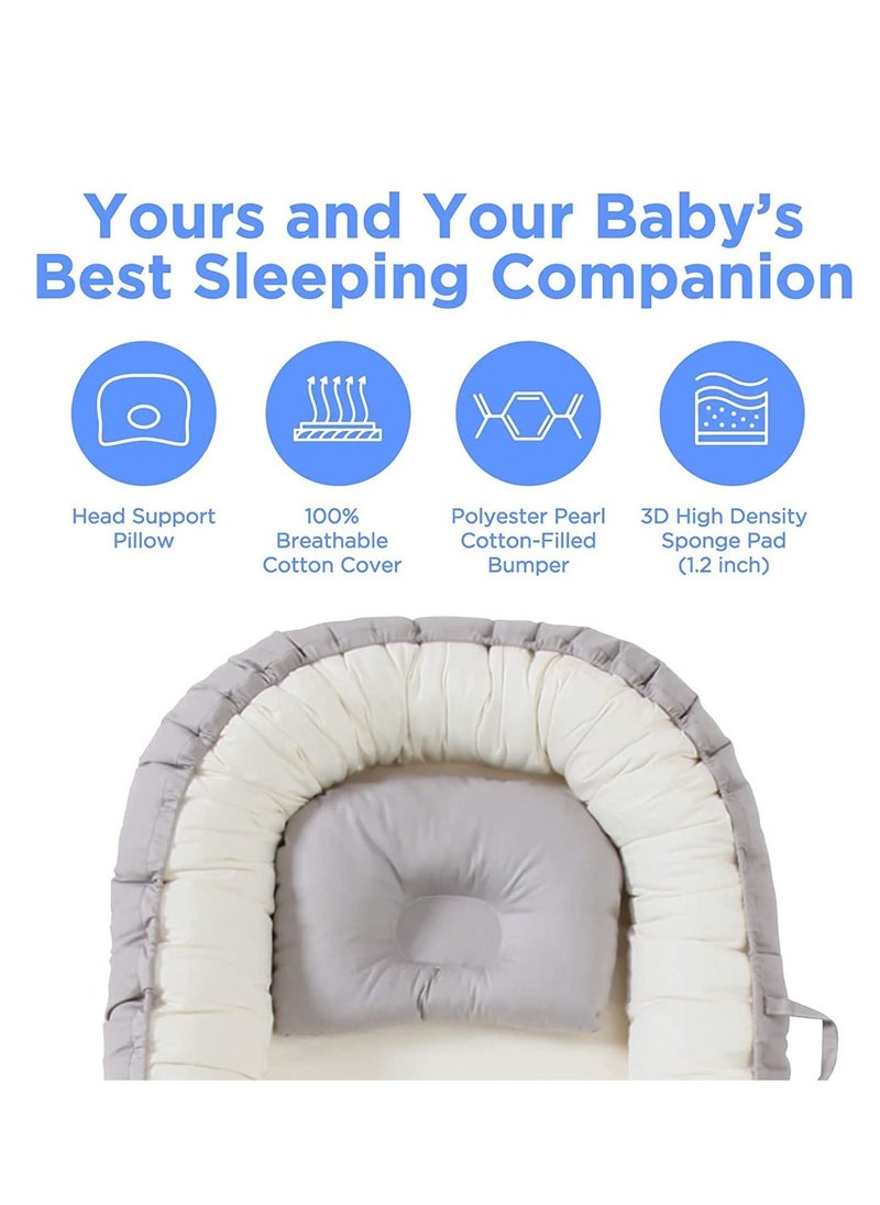 Arabest - Baby Recliner for Newborns - Portable Crib Bed for Co-Sleeping - Comfortable Recliner Cushion and Snuggle Nest with Pillow - Baby Boys & Girls (0-12 months) - Image 1