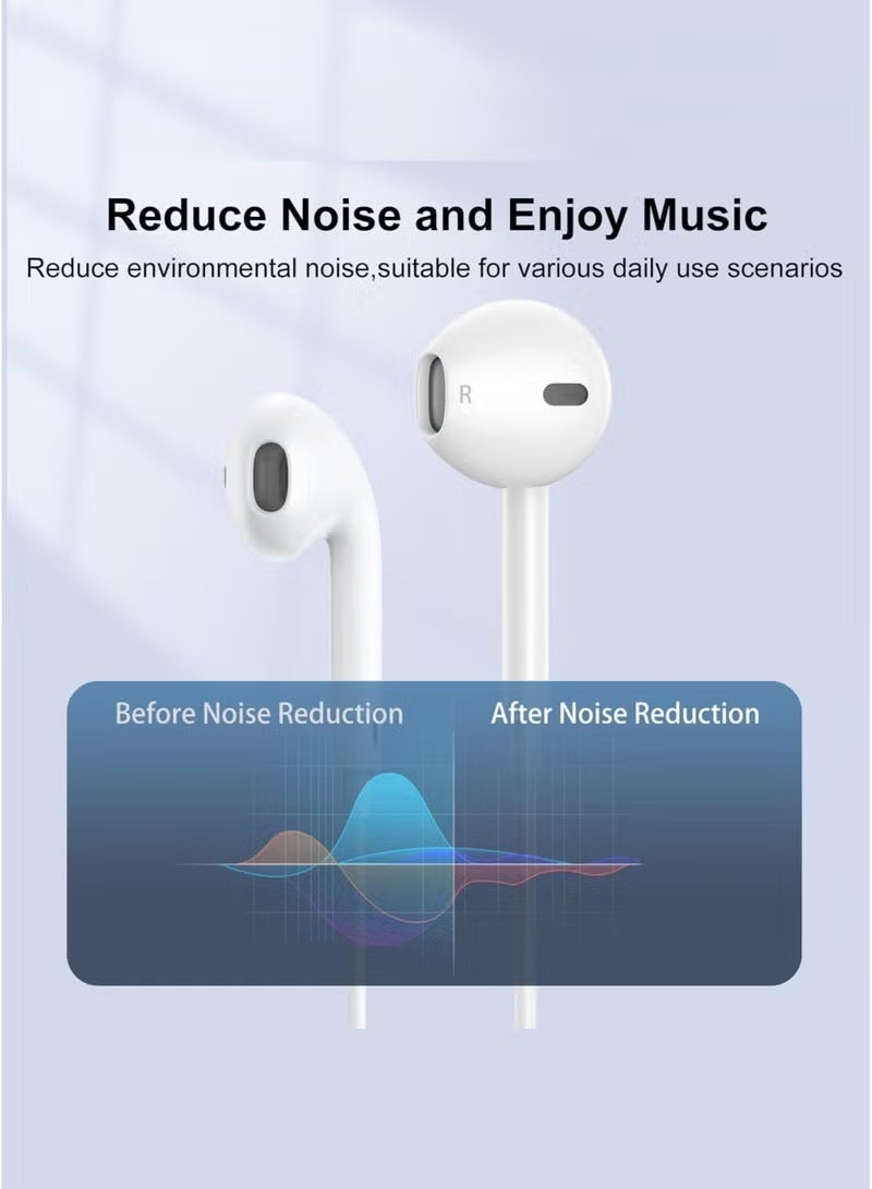 Earldom USB-C Wired Earphones with Microphone & Volume Control, In-Ear Headphones with Clear Sound, Remote Control & Comfortable Fit for Compatible Smartphones, Tablets, Laptops and USB-C Devices, White - Image 2
