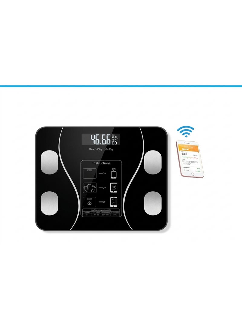 Black-a Smart Body Fat Scale Wireless Led Digital Bathroom Weight Scale Body Composition Analyzer Te