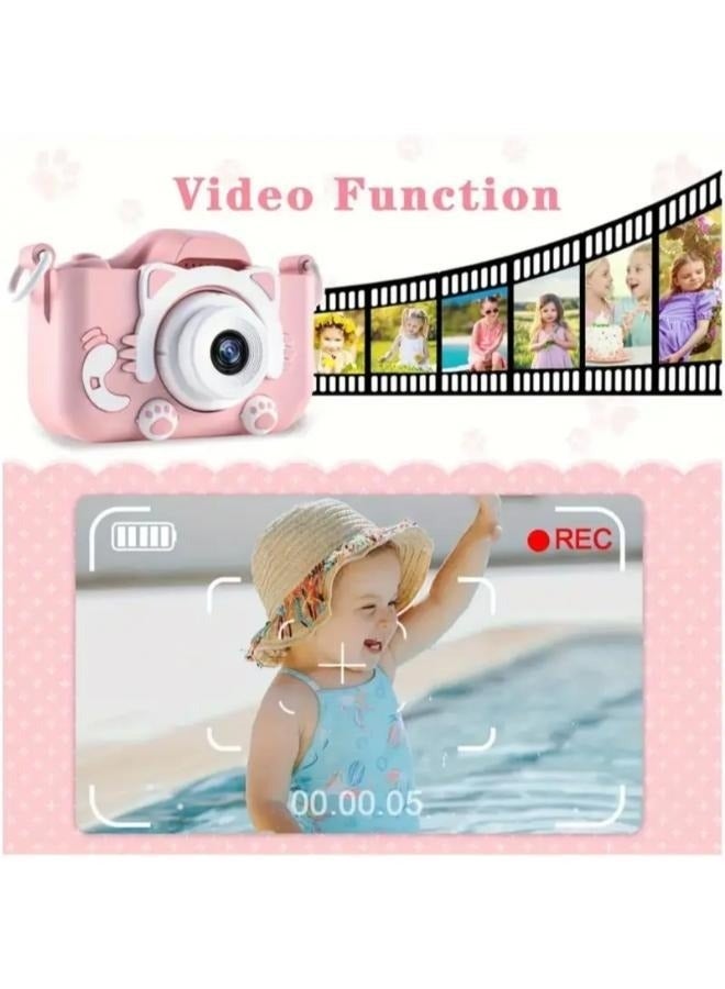 Kids camera, video shooting, 5 games, Youngsters's birthday gift, Youngsters's Christmas and Halloween birthday gift,for Boys and Girls(Pink) - Image 3