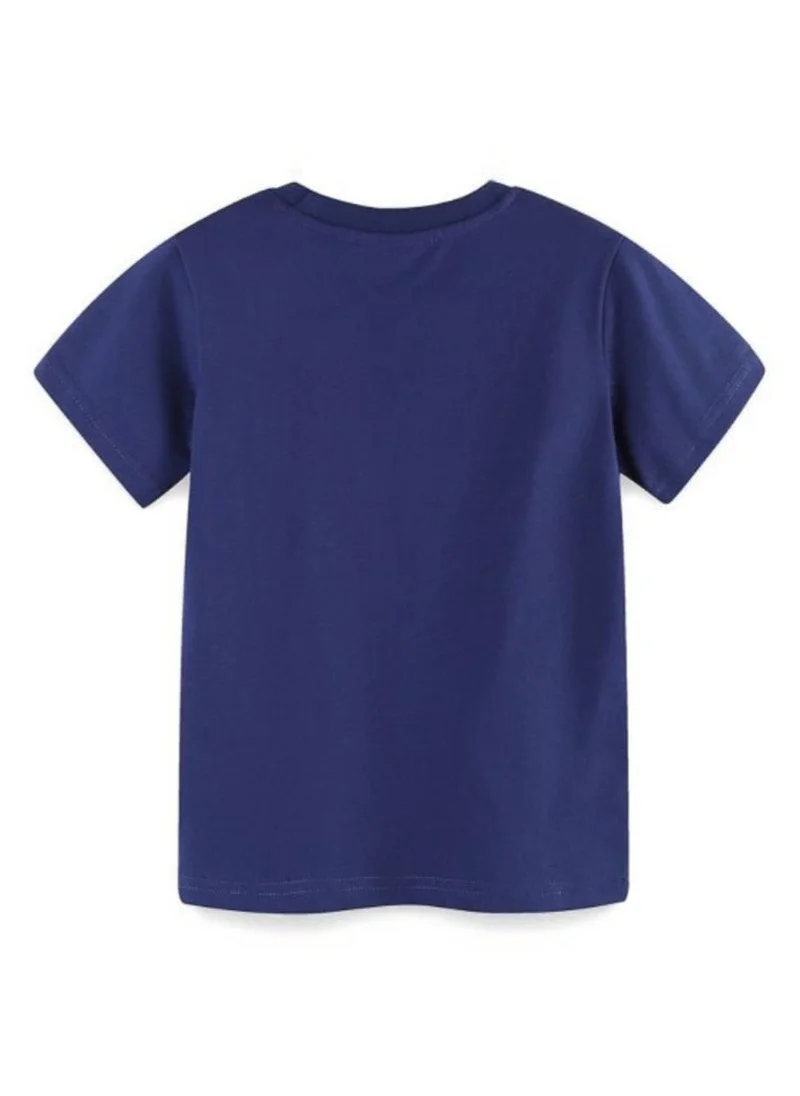 YUNIQEE Blue Typography Printed Round Neck T-shirt