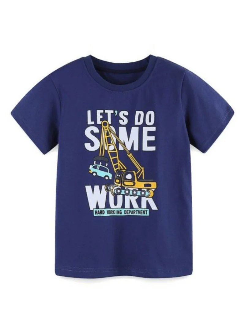 YUNIQEE Blue Typography Printed Round Neck T-shirt