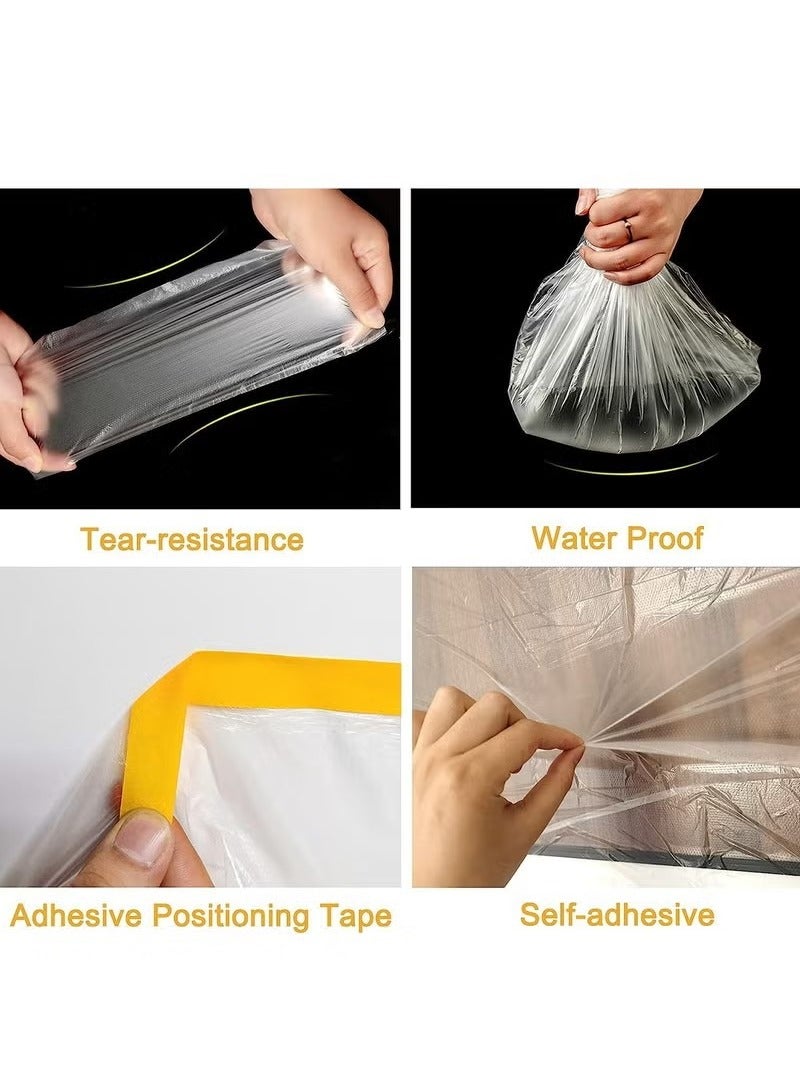 Generic 1.8M x 20M Plastic Tape and Drape - Waterproof, Dust-Proof Surface Protection Film for Cars, Furniture, Floors  - Image 2