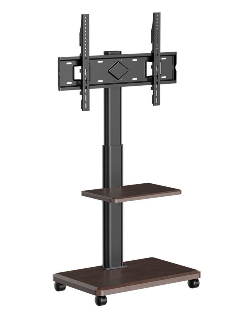 HILLPORT Mobile Floor TV Stand for 32 to 70 inch TVs with Wooden 2 Storage Base,Portable Mobile Cart with Wheels, with Swivel Mount,Corner Universal Stands for Bedroom, Outdoor  - Image 1