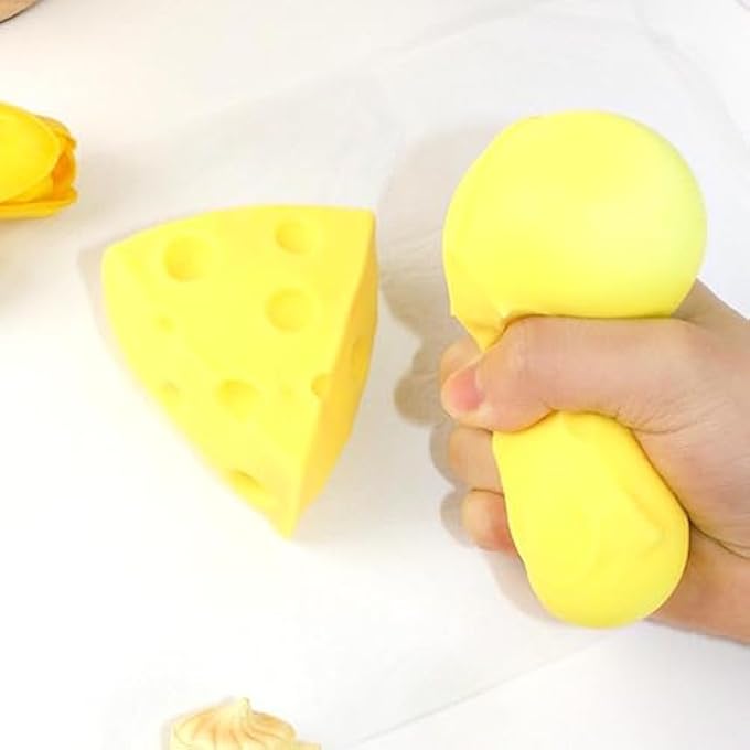 Ejoyous Art Cheese Toy Cheese Stressball Soft Tpr Stretchy Design with Safe Material for Office Travel At Home - Image 2