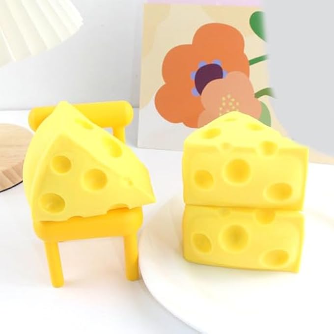 Ejoyous Art Cheese Toy Cheese Stressball Soft Tpr Stretchy Design with Safe Material for Office Travel At Home - Image 3