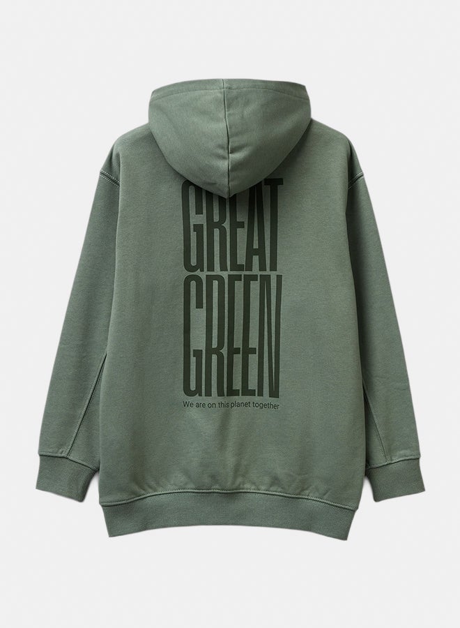 Benetton Boys Oversized hooded sweatshirt with bold print - Image 3