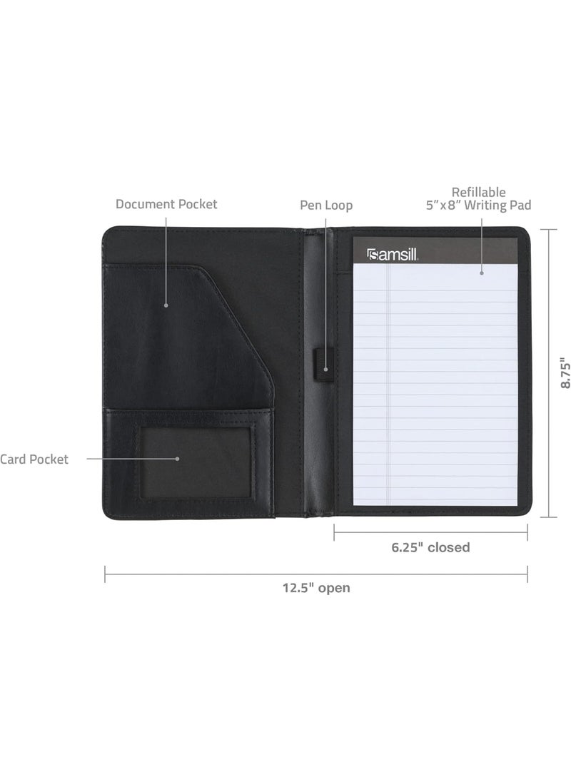 Samsill Samsill Contrast Stitch FauxLeather Portfolio Mini Size Business Interview Professional Padfolio Includes 5 x 8 Inch Writing Pad Black  - Image 3