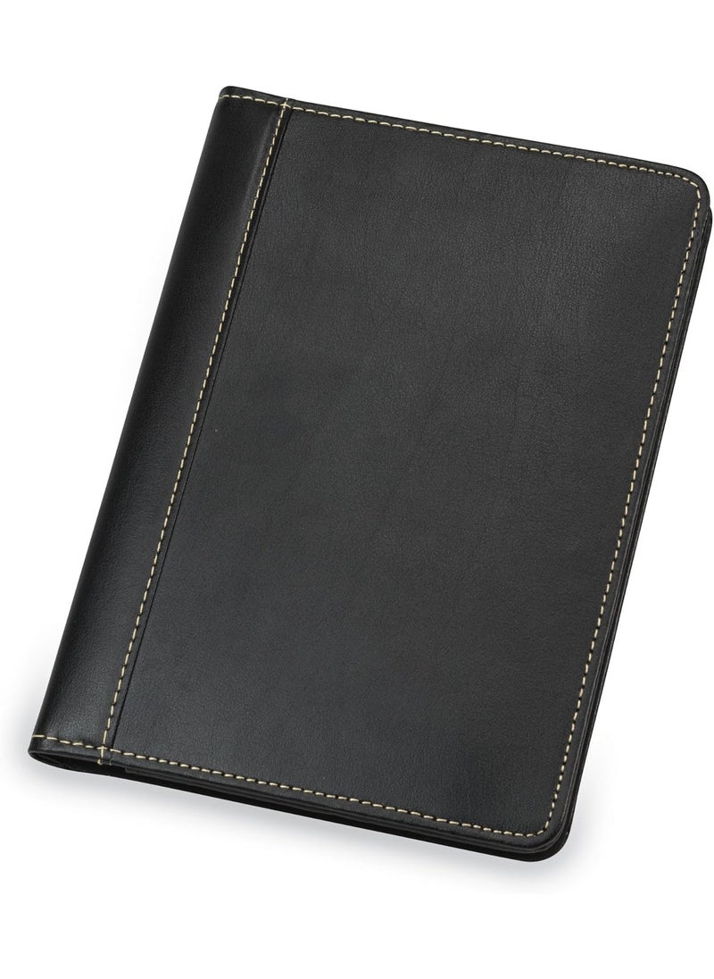 Samsill Samsill Contrast Stitch FauxLeather Portfolio Mini Size Business Interview Professional Padfolio Includes 5 x 8 Inch Writing Pad Black  - Image 2