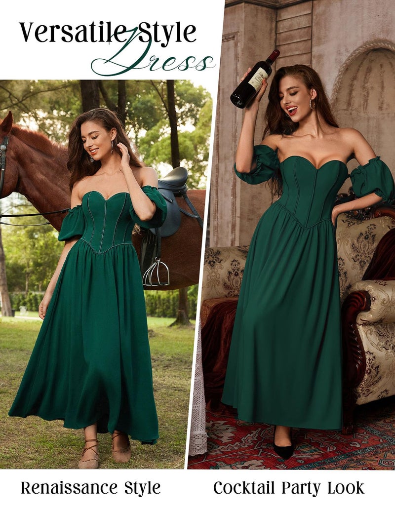 Scarlet Darkness Women Renaissance Costume Corset Dress Medieval Off Shoulder Fairy Dress Green Size 16 - Image 4