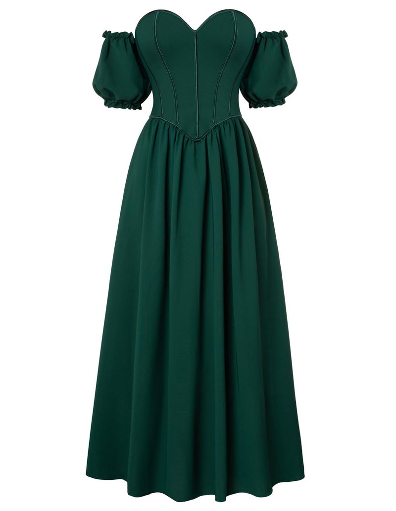 Scarlet Darkness Women Renaissance Costume Corset Dress Medieval Off Shoulder Fairy Dress Green Size 16 - Image 1