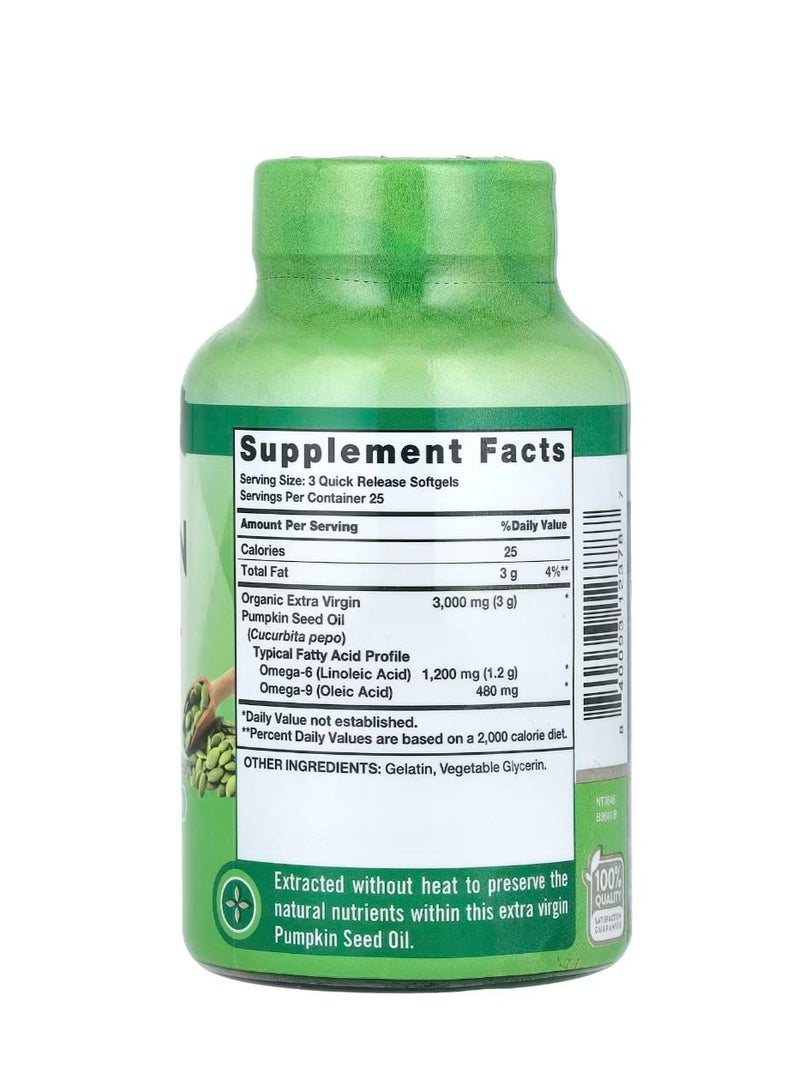 نايتشورز تروث زيت بذور اليقطين معصور على البارد 75 كبسولة هلامية سريعة الإطلاق (1000 مجم لكل كبسولة هلامية) - Image 2