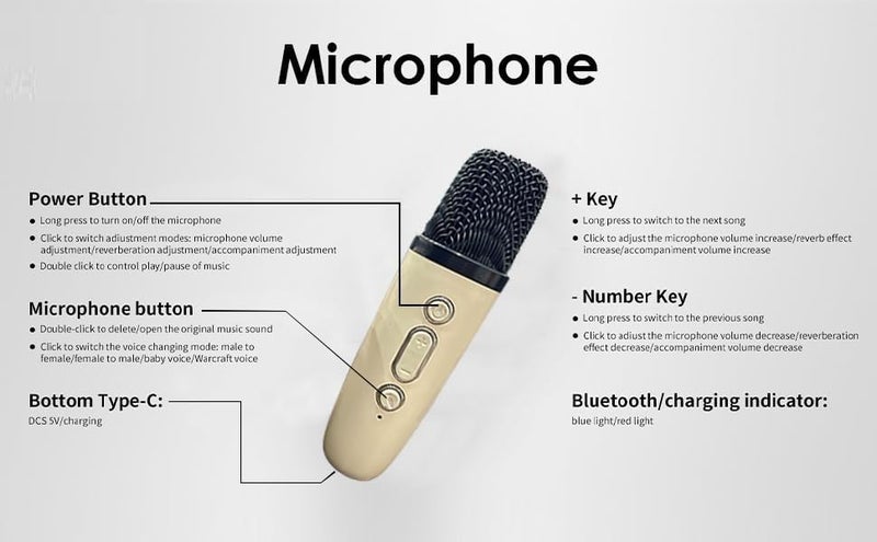 MOROVIK Karaoke Machine for Kids Adults, Mini Portable Blue-Tooth Karaoke Speaker with Wireless Microphone and Dynamic Lights Birthday Gift Home KTV Outdoor Travel (Blue) (Multicolor) (1) - Image 3
