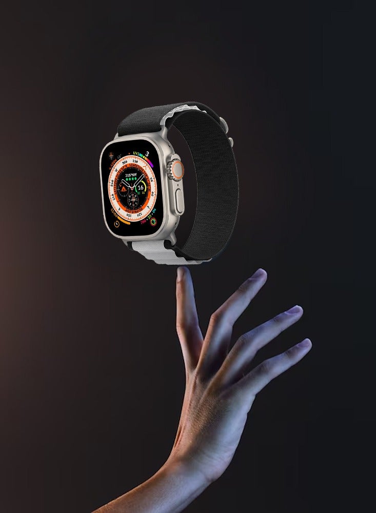 CATANES سوار ساعة آبل 49 مم 45 مم 44 مم 42 مم حزام حلقة ألبين للنساء والرجال قابل للتعديل مع حزام معدني G-Hook لساعة iWatch Ultra سلسلة SE 8/7/6/5/4/3/2/1 أسود أبيض - Image 4