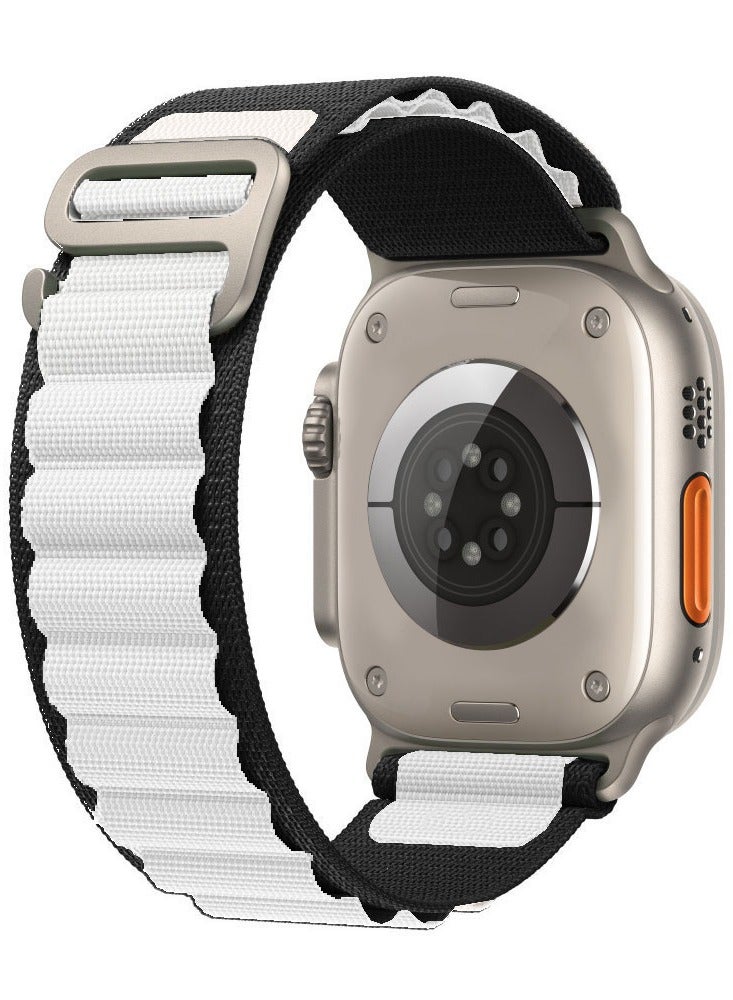 CATANES سوار ساعة آبل 49 مم 45 مم 44 مم 42 مم حزام حلقة ألبين للنساء والرجال قابل للتعديل مع حزام معدني G-Hook لساعة iWatch Ultra سلسلة SE 8/7/6/5/4/3/2/1 أسود أبيض - Image 2
