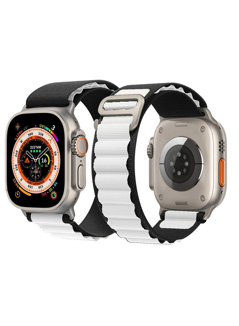 CATANES سوار ساعة آبل 49 مم 45 مم 44 مم 42 مم حزام حلقة ألبين للنساء والرجال قابل للتعديل مع حزام معدني G-Hook لساعة iWatch Ultra سلسلة SE 8/7/6/5/4/3/2/1 أسود أبيض - Image 5
