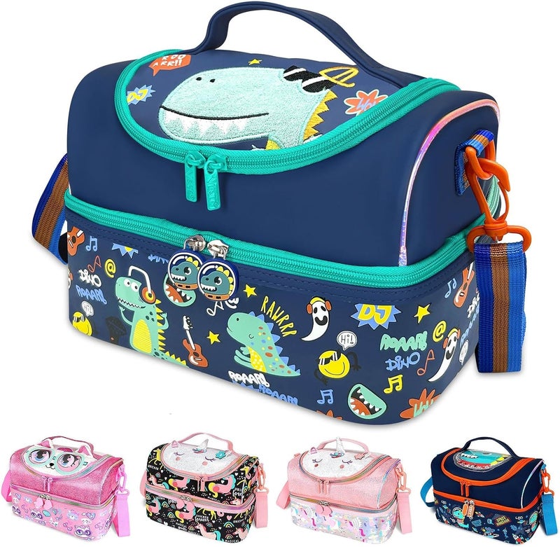 EXILOM Lunch Bag for Kids, Girls, Boys, Toddlers and Teens - Thermal Insulated School Travel Bag With Water Bottle and Lunch Box Holder, Adjustable Strap - Image 1