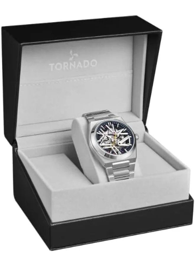 تورنيدو Tornado Autonova Men's MIYOTA 82S0 Movement Watch, Automatic Display and Metal Strap - T24301-SBSN, Silver