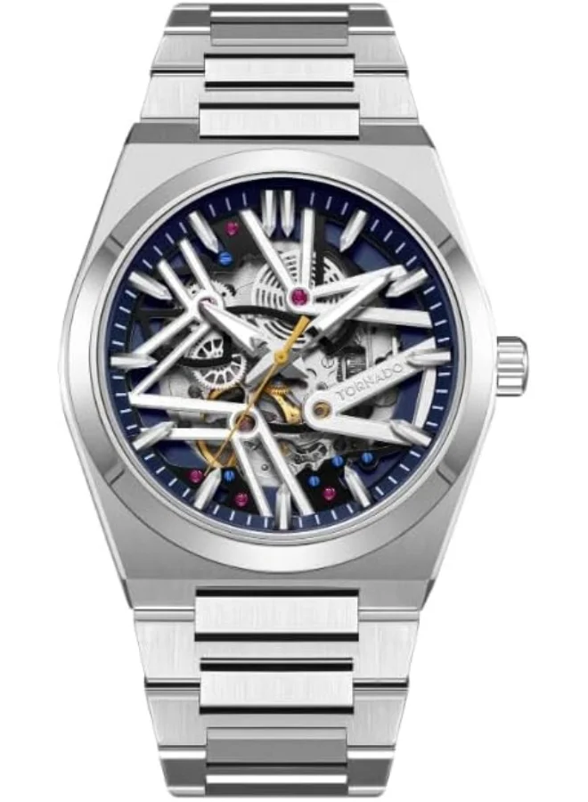 تورنيدو Tornado Autonova Men's MIYOTA 82S0 Movement Watch, Automatic Display and Metal Strap - T24301-SBSN, Silver
