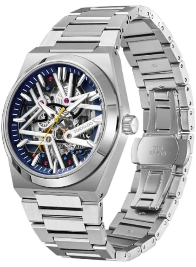 تورنيدو Tornado Autonova Men's MIYOTA 82S0 Movement Watch, Automatic Display and Metal Strap - T24301-SBSN, Silver