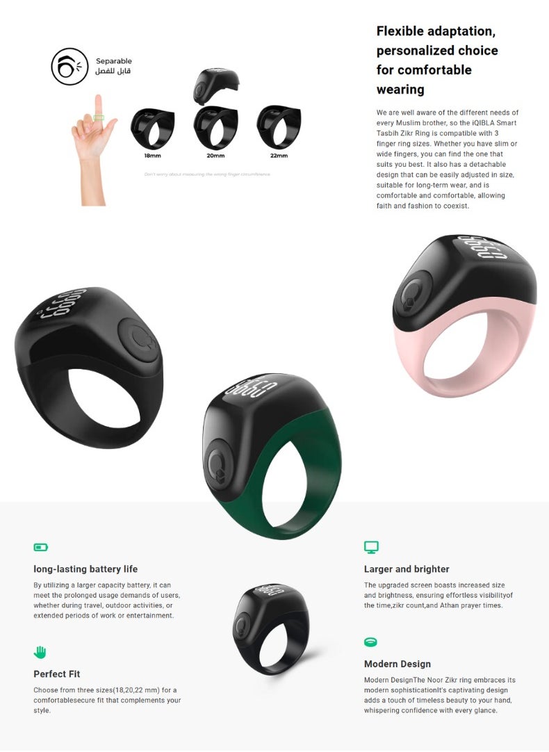 iQIBLA Smart Zikr Ring - JOOD | Blue Edition  - Image 3
